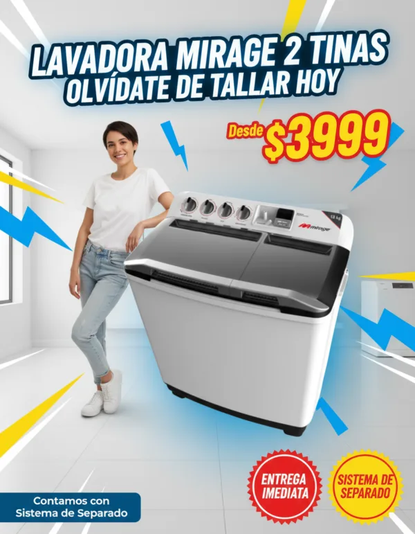 Lavadora 22KG 2 Tinas Semi Automatica