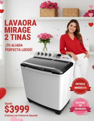 LAVADORA MIRAGE 2 TINAS Lavadora 16KG 2 Tinas Semi Automatica