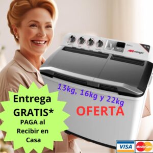 LAVADORA 13KG 2 TINAS SEMI AUTOMATICA
